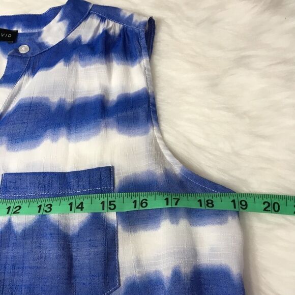 FRED DAVID BOHO WESTERN BLUE TIE-DIE SLEEVELESS HI LOW TANK TOP SZ MEDIUM - Picture 4 of 9